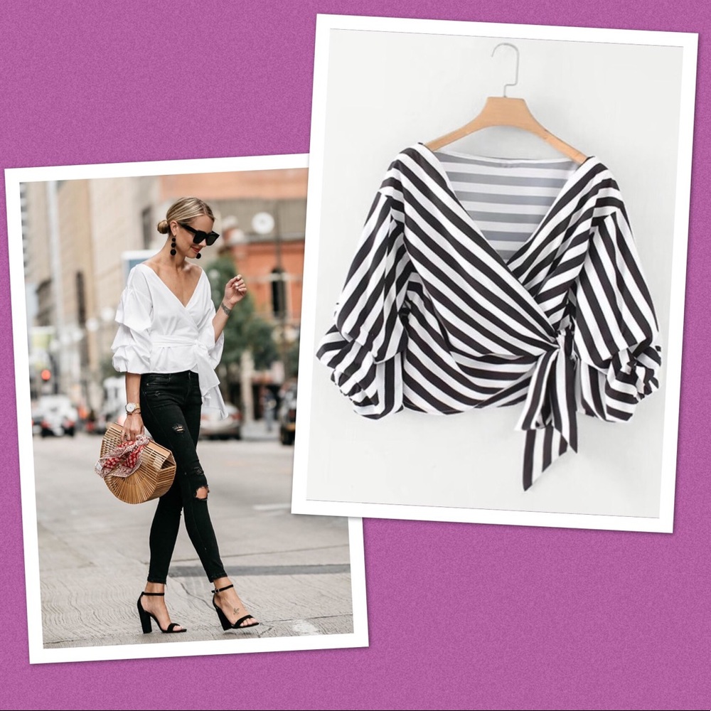 🎉HP🎉 Striped side tie blouse